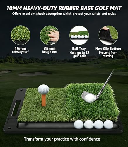 Golf Net: 10x7FT Practice Net with Mat – for Chipping, Swing & Driving Practice –Golf Nets for Backyard, Indoor & Outdoor Use – Ideal Gifts for Men, Women, Dad, Husband, Golfers