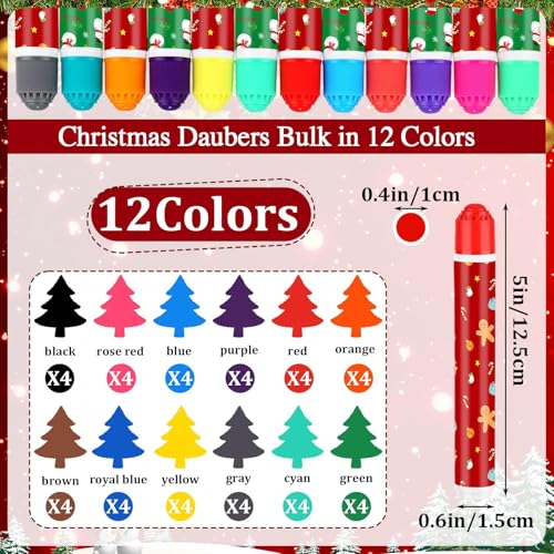 Eersida 192 Pack Christmas Bingo Game Cards and 0.4 oz Dot Daubers Set Includes 144 Bingo Cards and 48 Dot Markers Game Supplies Set for Christmas Supplies Family Casino Play Night Party Favor Gifts - style: Christmas