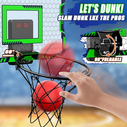 Indoor Basketball Hoop for Kids, Over The Door Mini Basketball Hoop with Scoring & Countdown, Remote Control, 3 Balls & Sound Effects, Birthday & Christmas Toys Gifts for 4-12 Year Old Girls Boys