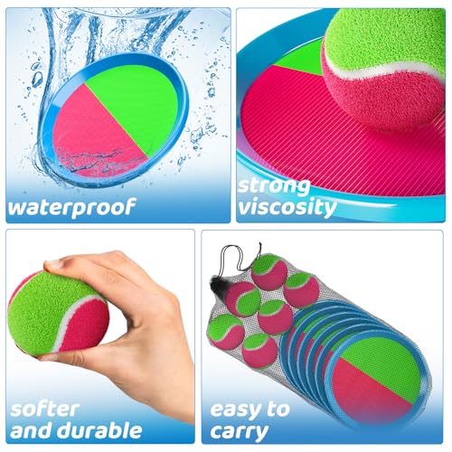 Toss and Catch Ball Game Set, Beach Outdoor Toys for Kids Boys with Paddle, Balls and Storage Bag, Yard Backyard Outside Indoor Toys Games Gifts for Kids Boys Girls Ages 3 4 5 6 7 8 9 10 - style: 6 Paddles & 6 Balls