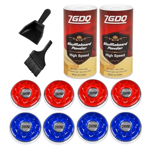 Shuffleboard Pucks/Shuffleboard Sand Wax, Shuffleboard Accessories Suitable Shuffleboard Pucks Game - style: 2x14oz+2-1/8‘’53mm(red+blue)