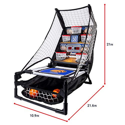 Franklin Sports Anywhere Basketball Arcade Game - Table Top Basketball Arcade Shootout- Indoor Electronic Basketball Game - style: Electronic Basketball Bounce-A-Bucket - Basketball - Black
