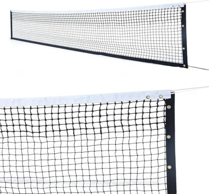 Professional Tennis Net 42ft x 3.5ft – 3.0mm Twisted PE, 4.0cm Official Mesh, UV/Waterproof, 6mm Steel Cable & Top 6-Row Double Layer – Complete Kit for Court, Backyard or Driveway