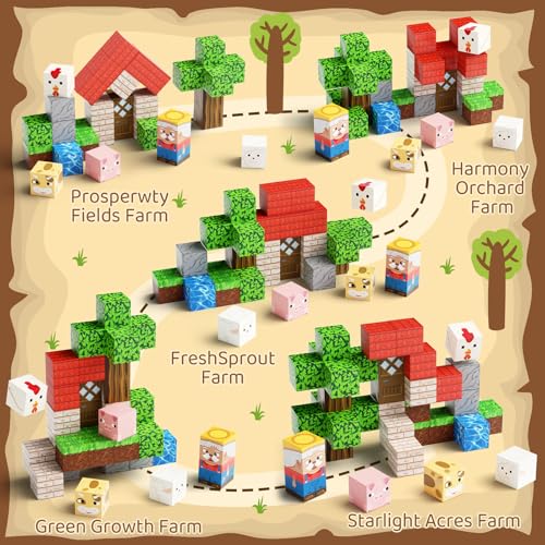 Mini Magnetic Blocks Farm Animals Travel Toys, 35PCS Portable STEM Magnetic Building Cubes with Metal Storage Box for Kids Ages 4-8, Road Trip & Airplane Essentials - style: Farm Animals Magnetic Building Blocks Travel Set Toys - 35PCS