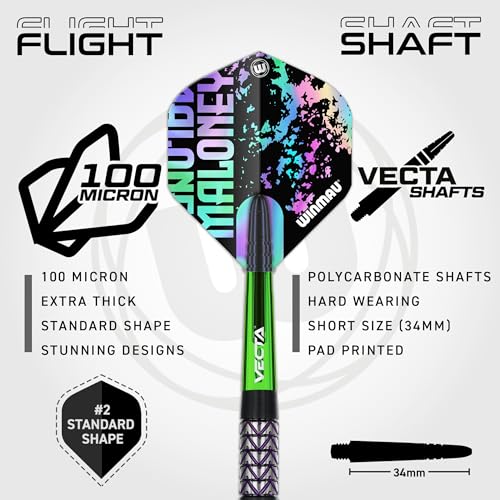 Winmau Darts - Michael Van Gerwen | Mike Maloney | Leonard Gates - Professional Players - Soft Tip Darts - Includes Dart Flights and Shafts - size: 16G - Soft Tip