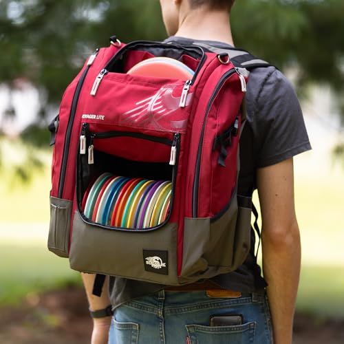 Streamline Discs Voyager Lite Backpack Disc Golf Bag (Burgundy/Dark Gray)