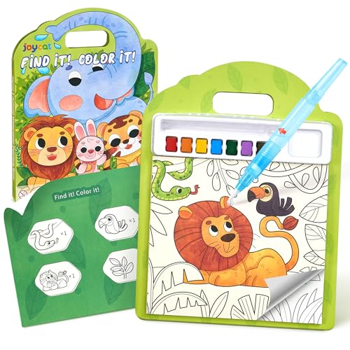 JoyCat Find & Color Paint with Water Coloring Books for Toddlers, Educational Seek and Find, No Mess Art & Craft Toy, Fun Learning Activity for Kids Ages 3-5 4-8, Gift for Girls Boys (Animals) - style: Animals