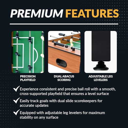 Hathaway 54-Inch Hurricane Foosball Table for Family Game Rooms with Light Cherry Finish, Analog Scoring and Free Accessories