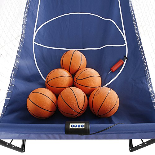 Hathaway Hoops Dual Basketball Arcade Game with Electronic Digital Scoring and Timer, Easy Folding for Storage, 7 Balls and 2 Nets Blue