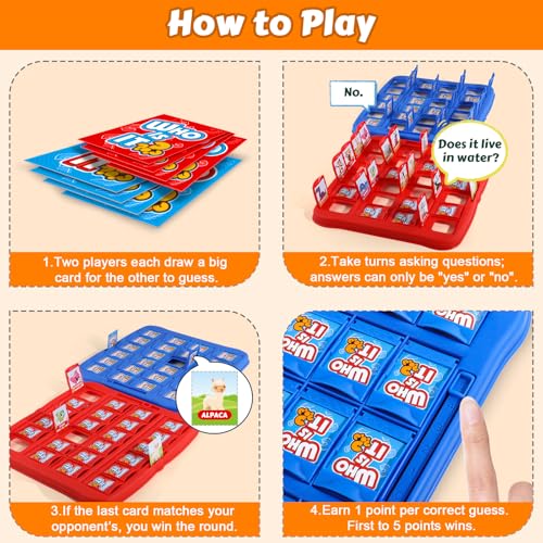 Classic Animal Guessing Board Game for Kids Ages 3 and Up – Who is It? – Two-Player Logic Deduction Game to Boost Cognitive Skills, Family Fun – Travel Friendly Educational Toy - style: Animal