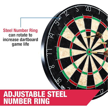 MD Sports Dartboard Cabinet Multiple Styles Electronic Dartboard With Digital X/O Cricket Scorekeeping and Dart Set, Perfect for Cricket Games - style: Bristle Dartboard (w/Steel Tip Darts)