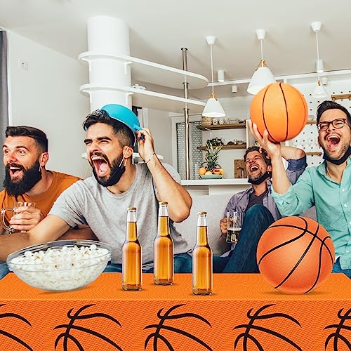 Mixweer 2 Pcs Basketball Plastic Tablecloth Birthday Party Decorations 54 x 108 Inch Basketball Field Rectangular Plastic Table Cover for Sports Theme Fan Sports Event Game Day Birthday Party Supplies