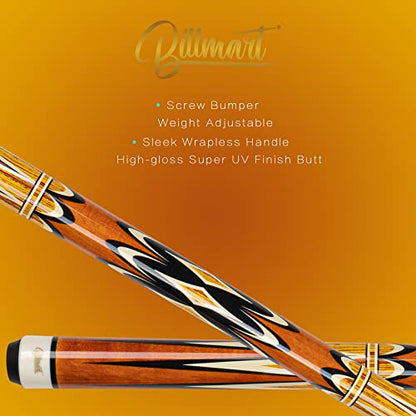 Billmart Pool Cue Stick, Low Deflection Shaft Billiard Cue Sticks with Hard Case, Pool Table Sticks Queue, 19-21 oz Pool Que - color: Amber, size: 20 oz
