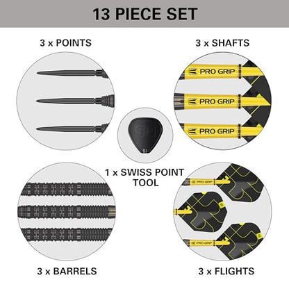 Target Darts Bolide Void 90% Tungsten Dart Set, Steel Tip Swiss Point Darts | 21G/22G/23G/24G/25G/25G | Professional Darts Sets, Black Darts, Swiss Point Tool Included - size: 25G, style: Barrel 01