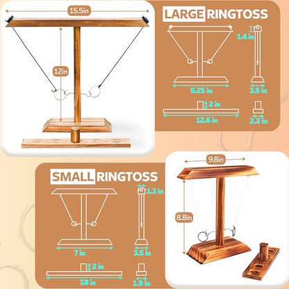 Ring Toss Game for Adults, Hook and Ring Game, Swinging String Hook & Ring Tabletop Battle Game, Outdoor & Indoor Game, Patio Décor Party Bar Game, Wooden Ring & Hook Game, Fun Games for Adults - style: Large Ringtoss Game