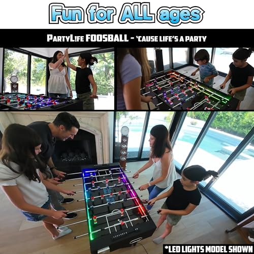 PartyLife 48" Foosball Table w/Folding Steel Legs & Optional LED Lights, Smooth Surface, Extremely Sturdy and Portable! - style: w/ LED Lights