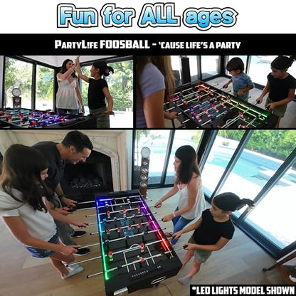 PartyLife 48" Foosball Table w/Folding Steel Legs & Optional LED Lights, Smooth Surface, Extremely Sturdy and Portable! - style: w/ LED Lights