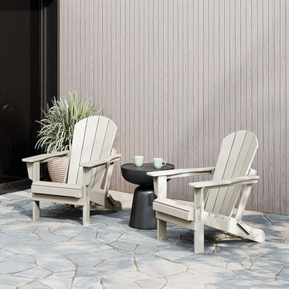 WestinTrends Malibu 2 Piece Set Outdoor Folding Poly Adirondack Chair, Sand - color: Sand, size: 2 Chair