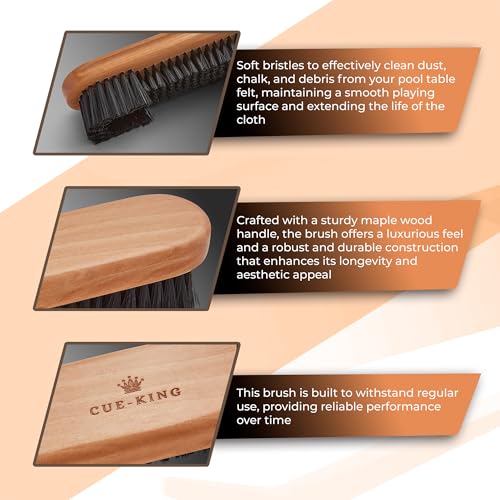Cue-King Pool Table Brush Set, Pool Table Accessories, Billiard Accessories, Pool Table Brush for Felt, Pool Table Cleaner, Pool Table Accessories Kit, Felt Cleaner for Pool Table