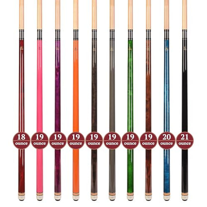 ASKA Set of Wrapless 2-Piece Billiard Pool Cue Sticks L3, 58" Hard Rock Canadian Maple, 13mm Hard Leather Tip, Mixed Weights and Colors - style: Set of 10 Sticks