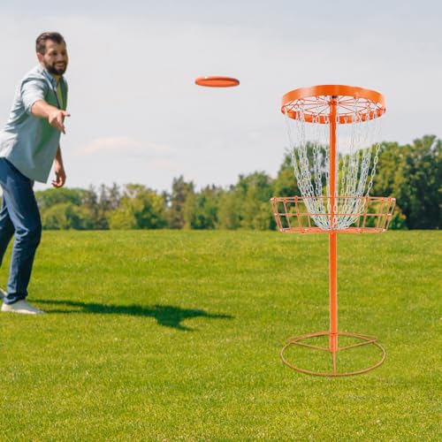 Disc Golf Basket, Portable Disc Golf Target Basket with 24 Heavy-Duty Chains, Professional Disc Golf Training Stand & Practice Basket for Backyard, Park, Camping
