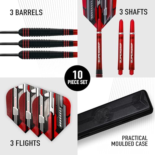 Harrows Ace Rubber Brass Steel Tip Darts Set Available in 20g, 22g, 24g & 26g - Includes Supergrip Shafts, Micron Marathon Flights & Convenient Travel Case - size: 26 g