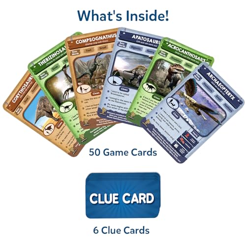 Skillmatics Guess in 10 Dinosaurs, Perfect for Boys, Girls, Kids, and Families Who Love Card Games, Toys, Travel Games, Gifts for Ages 8, 9, 10 & Up - style: Dinosaurs