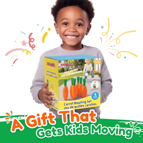 Carrot Bowling Set for Toddlers & Kids – 6 Pins, 2 Bunny Balls & Bag – Safe Indoor Active Play – Fun Summer Activity & Birthday Gift for Ages 3–6