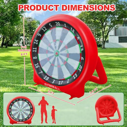 Giant Dart Board Inflatable with Pump, Outdoor and Indoor Soccer Sport Kick Dartboard for Kids and Adults, Waterproof Darts Board Yard Game with 20 Golf Balls, 4 Sticky Balls, 2 Soccers - style: Spirited