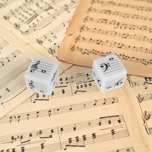 oyeftp Fun Five-Line Staff Music Note Dice for Theory Learning, Large 20mm Educational Dice Set, Includes Treble Clef & Bass Clef Dice for Classroom Music Games - style: Music Note Dice