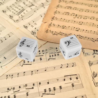 oyeftp Fun Five-Line Staff Music Note Dice for Theory Learning, Large 20mm Educational Dice Set, Includes Treble Clef & Bass Clef Dice for Classroom Music Games - style: Music Note Dice