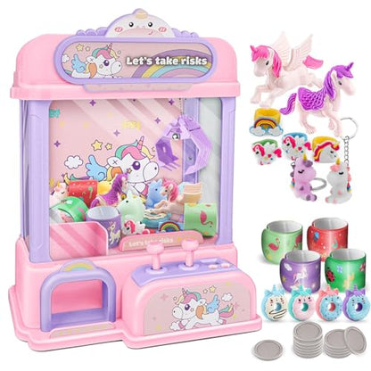 Claw Machine for Kids,Mini Claw Machine with Toys Inside,Electronic Claw Game Machine for Party Birthdays,Candy Vending Grabber Machine for Girls Ages 4 5 6 7 8 9