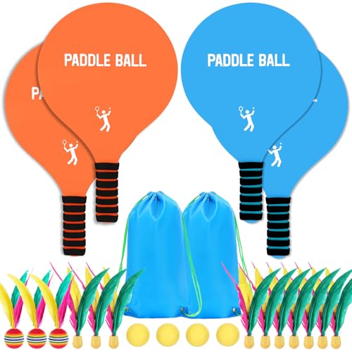 2 Sets Beach Games Toy Paddle Ball Set - Funny Paddleball Rackets Game, Outdoor Sports Toys for Kids Adults Family Games Yard Lawn Party Supplies, Beach Must Haves 2026, Blue Orange, Large - color: Blue, Orange, size: Large