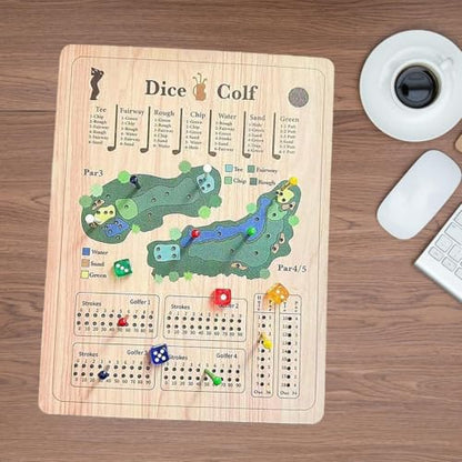 Golf Dice, Fun and Challenging Golf Dice, Wooden Tabletop Golf Dices, Perfect for Family Party Nights Holiday Parties.