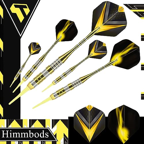 Soft Tip Darts Set 3 Aluminum Shaft Professional Darts Plastic Tip Sets 2BA Replacement Tips + Extra 3 Dart Flights 3 Replace Plastic Shafts for Electronic Dart Board - color: Yellow