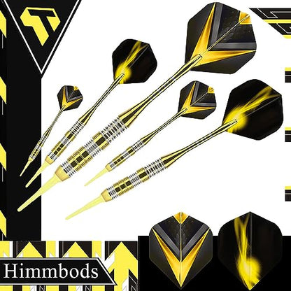 Soft Tip Darts Set 3 Aluminum Shaft Professional Darts Plastic Tip Sets 2BA Replacement Tips + Extra 3 Dart Flights 3 Replace Plastic Shafts for Electronic Dart Board - color: Yellow
