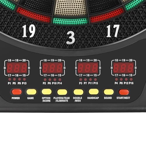 Electronic Dartboard Set with Digital Scoreboard, Up to 16 Player Score Display, 27 Game Modes, 243 Extended Play Styles, Includes Soft Tip Darts and Extra Tips