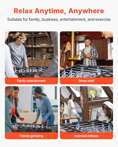 VEVOR Foosball Table, 55 inch / 42 inch Standard Size Foosball Table, Indoor Full Size Football Table for Home, Family, and Game Room, Soccer with Durable Soccer Set - size: 48IN
