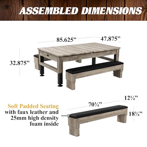 Barrington Billiards Prescott 7' Pool Table, 3-in-1 Dining Top & Table Tennis with Game Accessories & Rolling Storage Caddy - style: Barrington Westmont 7' 3 in 1 Billiard