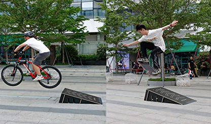 Kids Jumping Ramp for Skateboard, Bike, Scooter, BMX, RC Car and Dirt Bike, 42.91 in, Black - color: Black, size: L300