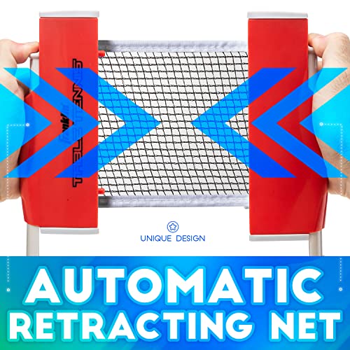 Franklin Sports Table Tennis to Go Portable Ping Pong Set - Table Top Ping Pong Net + (2) Paddles - Ping Pong Balls Included - 2 Players | Portable - color: Red