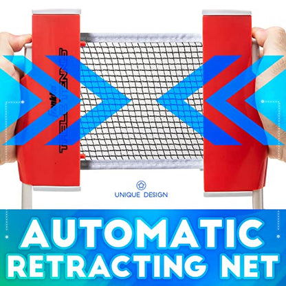Franklin Sports Table Tennis to Go Portable Ping Pong Set - Table Top Ping Pong Net + (2) Paddles - Ping Pong Balls Included - 2 Players | Portable - color: Red
