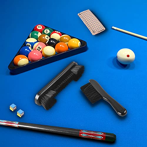 Billiards Brush Pool Table and Rail Brush Cleaning Tools Set with Cloth Cue Shaft Slicker & Small Cue Chalk Cube