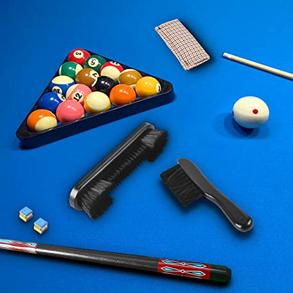 Billiards Brush Pool Table and Rail Brush Cleaning Tools Set with Cloth Cue Shaft Slicker & Small Cue Chalk Cube