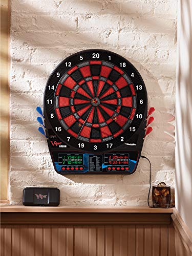 Viper Orion Electronic Dartboard, 15.5 in Regulation Target, 43 Games, Dual LCD Displays, 8 Players, 6 Darts Included, Black