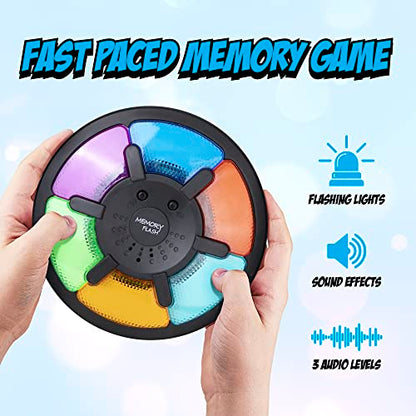 Point Games Handheld Memory Game, Kids Electronic Games, Sequence Fun for Kids with Lights & Sounds, Brain Challenge for Boys & Girls Ages 8+ - style: Memory Flash Wheel