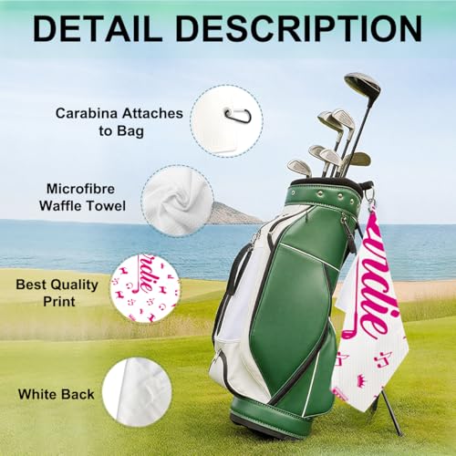 Birdie Pink Golf Towel - Funny Microfiber Waffle Women's Golf Towel with Clip - Funny Joke Logo - Perfect Ladies Golfer Gift, Birthday Retirement Gifts for Women GolfFans Golfs Lover, 16x24 Inch - color: Birdie Golf Pink