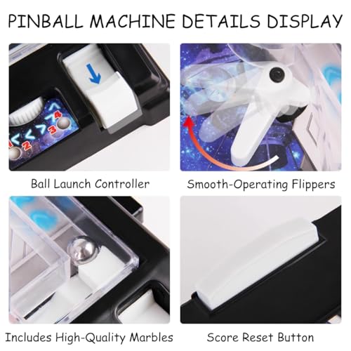 Mini Table Pinball Games Machine, Classic Pinball Toy for Kids Adults, Parent Child Interactive Puzzle Pinball Pinball Ball Shooting Game with Light and Scorekeeper
