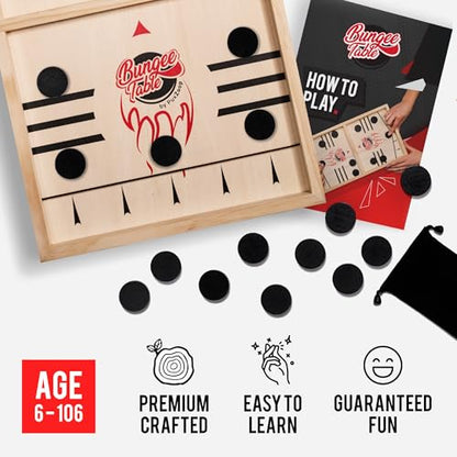 Fast Sling Puck Game - Test Your Speed and Accuracy with This Fast-Paced Wooden Air Hockey Board Game - Guaranteed Fun for Family Night or Friends Party - style: Extra Large