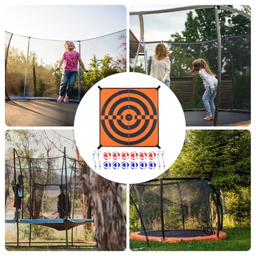 Trampoline Dart Board Toys – Plush Cloth PP 72x72cm | Interactive Adhesive Game Set | Kids Dart Board Sticky Ball Target Wall Game Trampoline Accessory for Home Garden Park Training Club Use